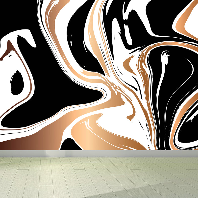 Illustration Waves Print Mural Wallpaper Large Wall Covering for Living Room, Custom Made