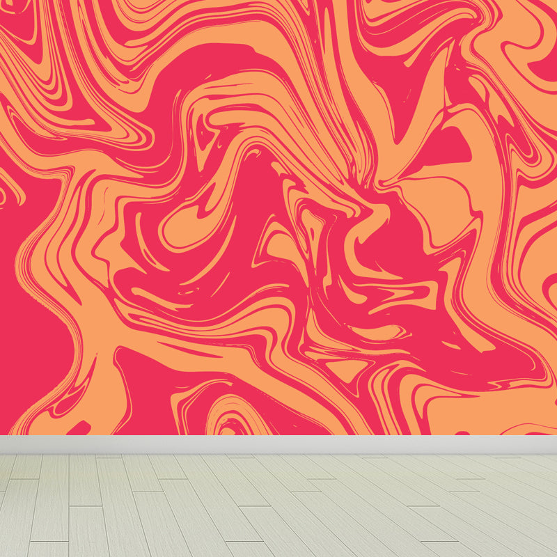 Illustration Waves Print Mural Wallpaper Large Wall Covering for Living Room, Custom Made