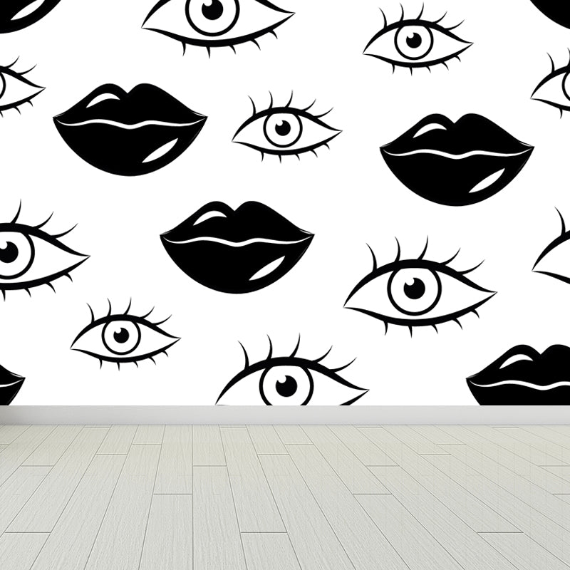 Black and White Modern Mural Decal Big Geometric Shapes Wall Art for Kids Bedroom