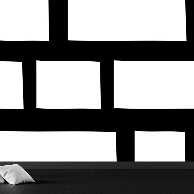 Contemporary Geometrical Wallpaper Mural Black and White Washable Wall Decor for Room