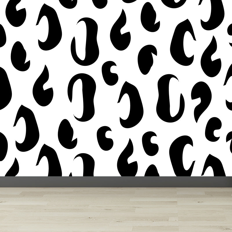 Contemporary Geometrical Wallpaper Mural Black and White Washable Wall Decor for Room