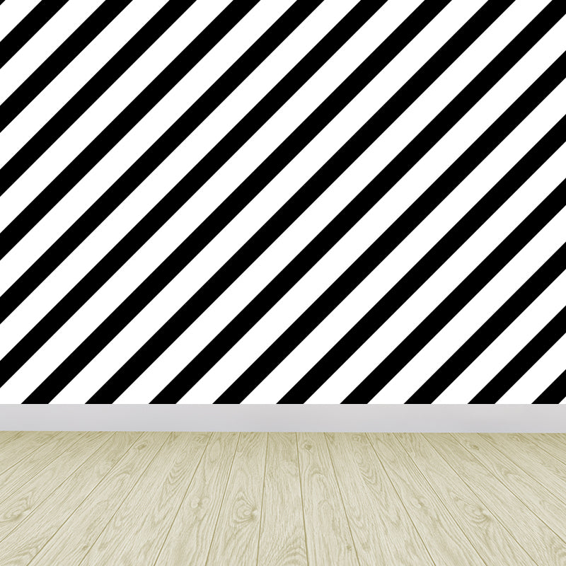 Contemporary Geometrical Wallpaper Mural Black and White Washable Wall Decor for Room