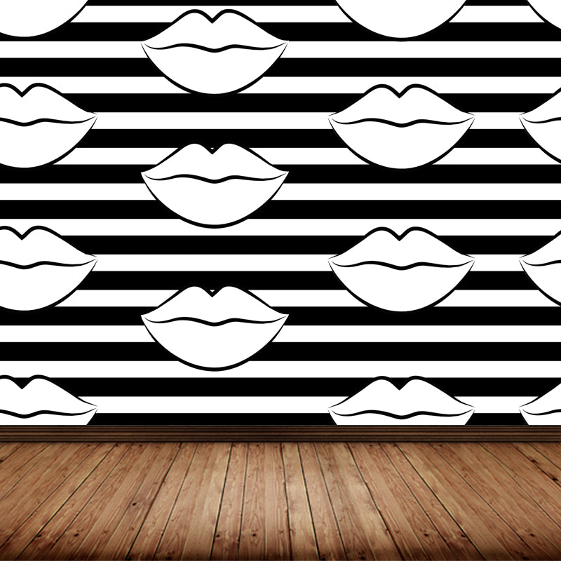 Funny Seamless Geometric Pattern Mural for Boys Bedroom, Black and White, Made to Measure