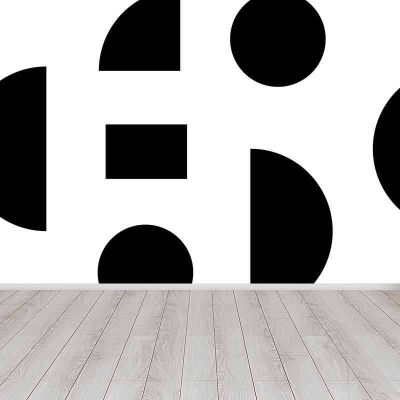 Funny Seamless Geometric Pattern Mural for Boys Bedroom, Black and White, Made to Measure