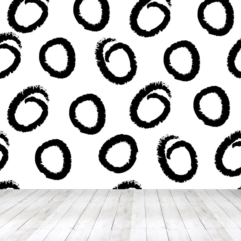 Modern Geometric Wall Paper Mural for Kids Room Custom Wall Covering in Black-White