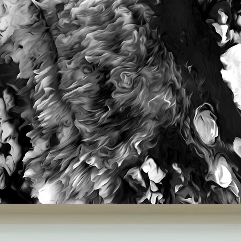 Blossoming Close-Up Wallpaper Mural Black and White Modern Wall Art for Girls Room