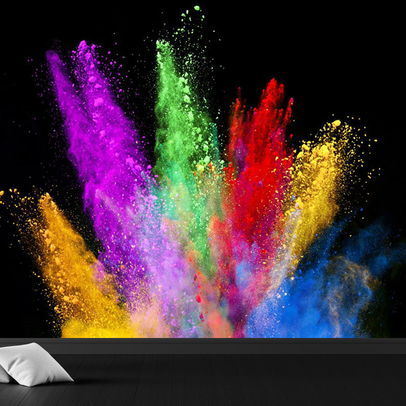 Colorful Powder Explosion Mural Wallpaper Stain Resistant Modern Living Room Wall Art
