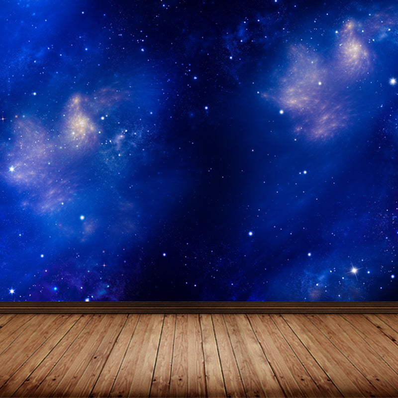 Modern Space Galaxy Wall Mural Dark Color Stain-Proofing Wall Art for Boys Bedroom