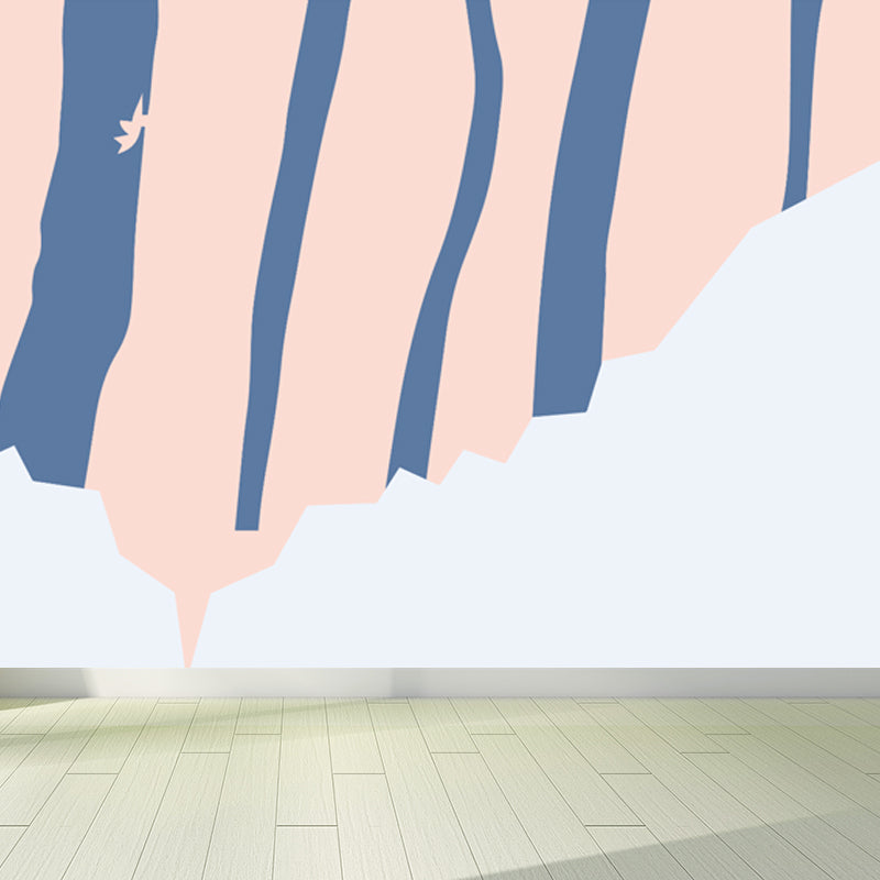 Large Flower Wall Paper Mural Modernist Pretty Plant Wall Covering in Light Color