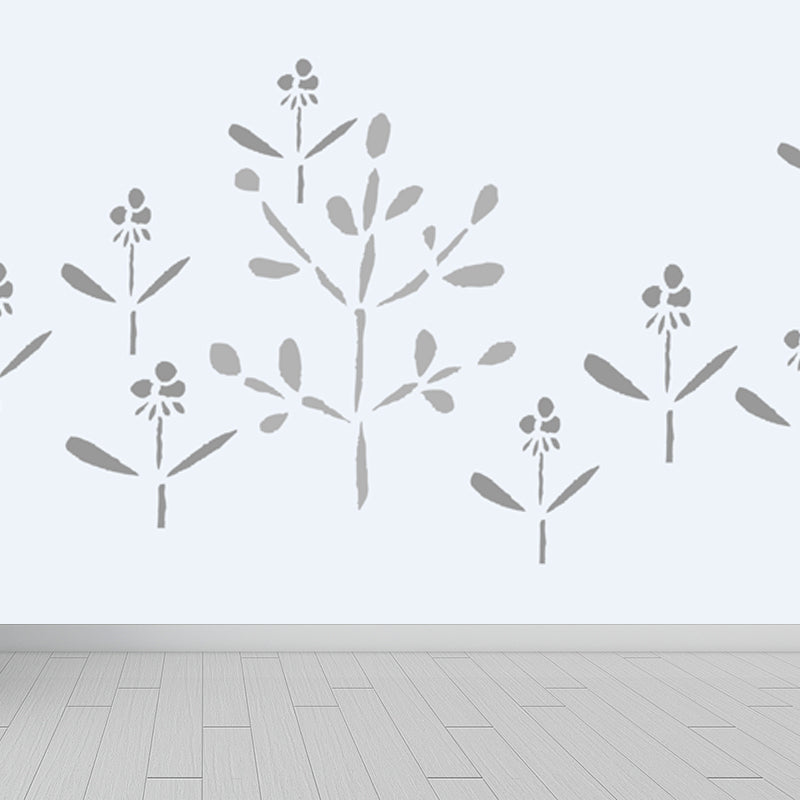 Large Flower Wall Paper Mural Modernist Pretty Plant Wall Covering in Light Color