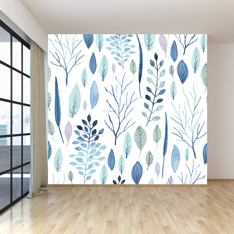 Large Flower Wall Paper Mural Modernist Pretty Plant Wall Covering in Light Color