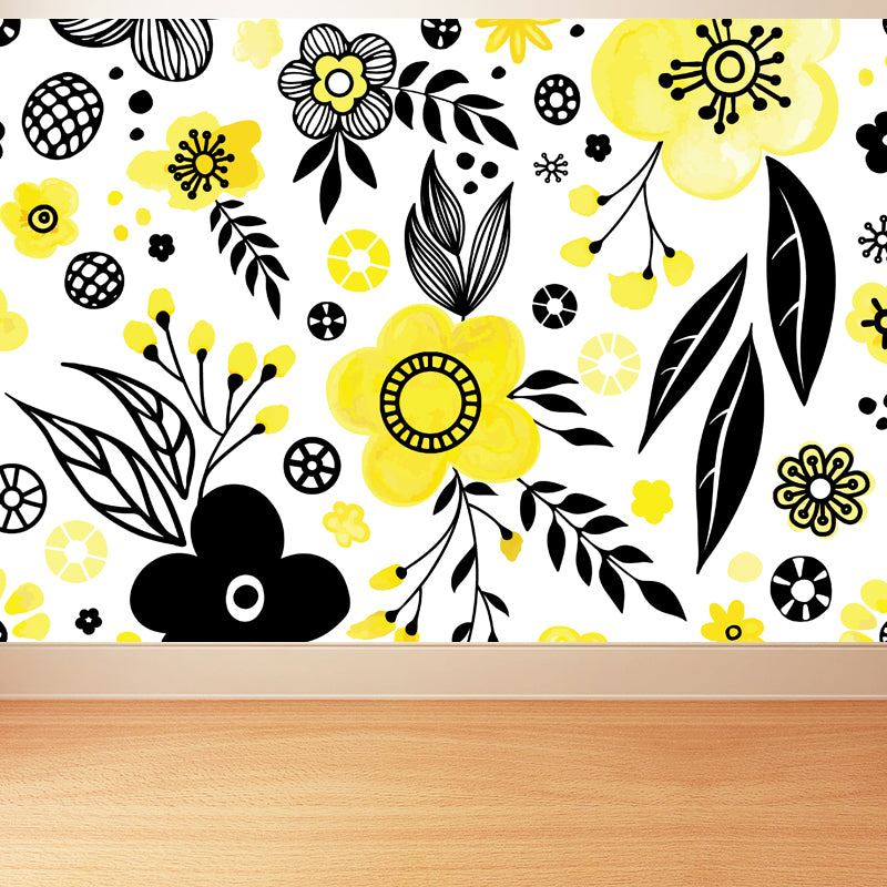 Bright Flowers Wall Mural Decal Stain Resistant Wall Decor for Kindergarten, Custom Made