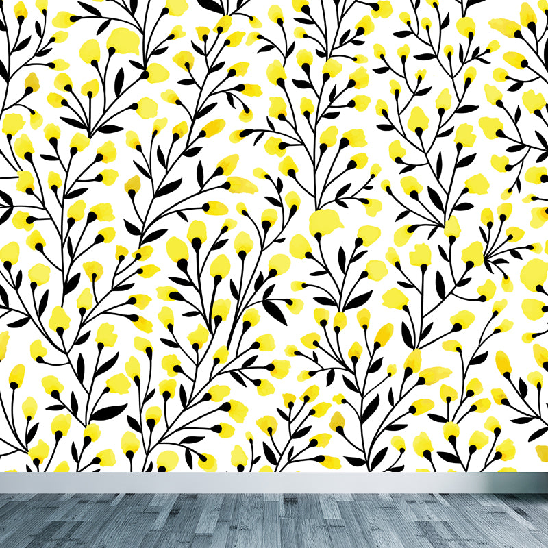 Bright Flowers Wall Mural Decal Stain Resistant Wall Decor for Kindergarten, Custom Made