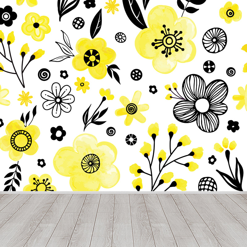 Bright Flowers Wall Mural Decal Stain Resistant Wall Decor for Kindergarten, Custom Made