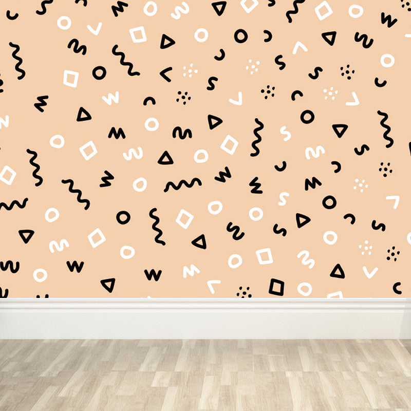 Kids Geometric Shapes Wall Mural for Nursery Personalized Wall Covering in Bright Color