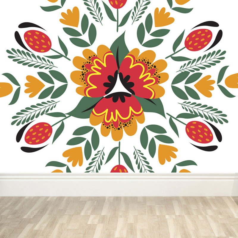 Multicolored Childrens Art Mural Decal Large Blooming Flower Wall Decor for Bedroom