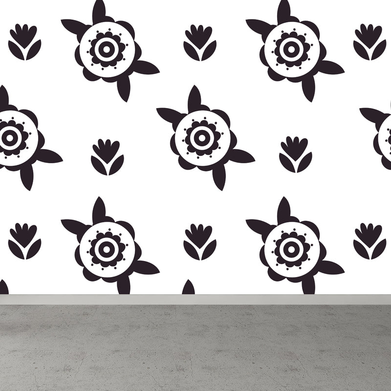 Multicolored Childrens Art Mural Decal Large Blooming Flower Wall Decor for Bedroom