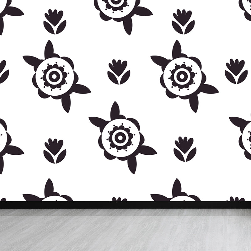 Veelkleurige kinderkunst muurschildering sticker grote bloeiende bloem muur decor voor slaapkamer