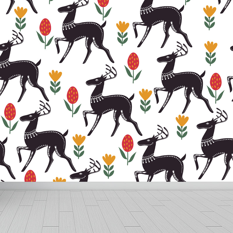 Multicolored Childrens Art Mural Decal Large Blooming Flower Wall Decor for Bedroom