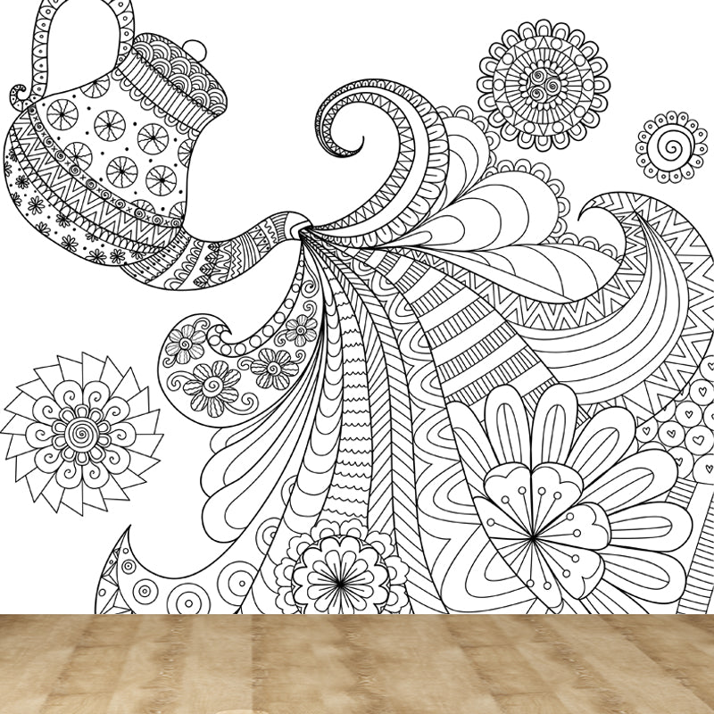 Kids Fantasy Secret Garden Mural Decal Black and White Waterproofing Wall Art for Room