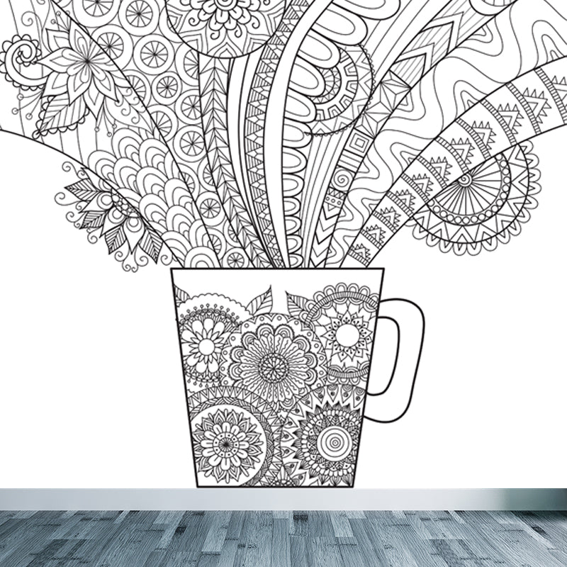 Kids Fantasy Secret Garden Mural Decal Black and White Waterproofing Wall Art for Room