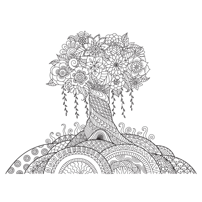 Black and White Doodles Mural Wallpaper Fantasy Kids Moisture Resistant Wall Art