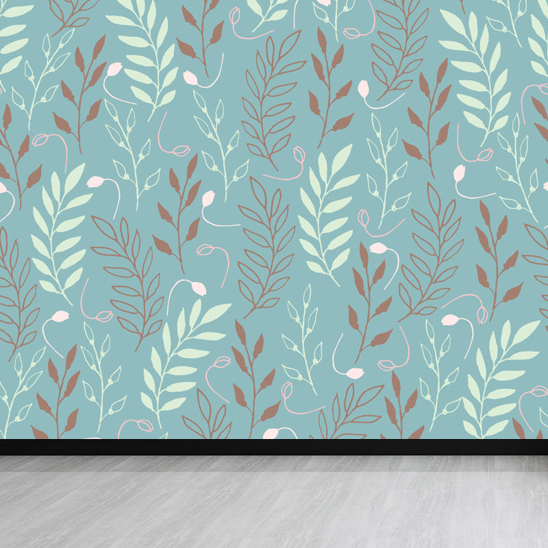 Illustration murale de feuillage de fleurs pour l’intérieur de la maison, couleur douce, taille personnalisée disponible