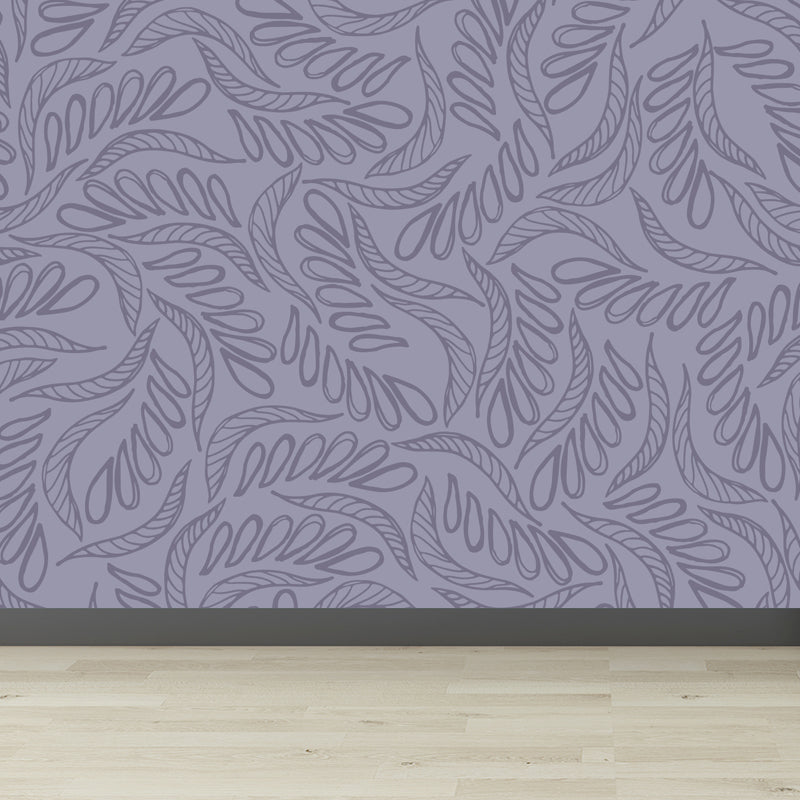 Illustration Flower Foliage Mural for House Interior, Soft Color, Custom Size Available