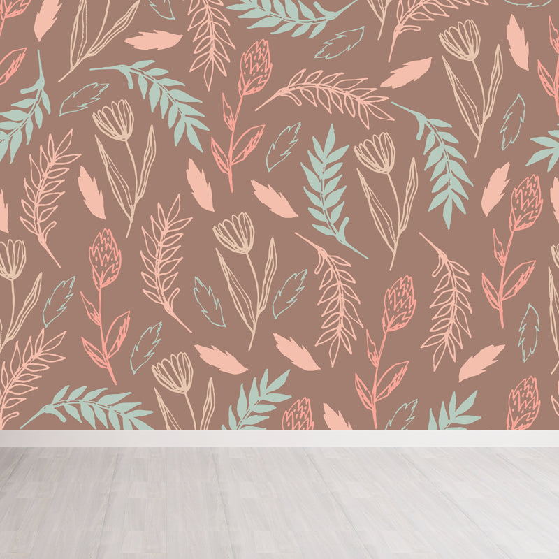 Big Leaves Print Wall Mural Decal Modern Stylish Botanic Wall Decor in Light Color