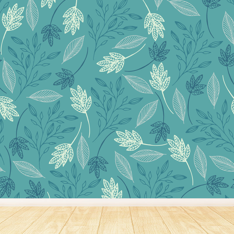 Big Leaves Print Wall Mural Decal Modern Stylish Botanic Wall Decor in Light Color