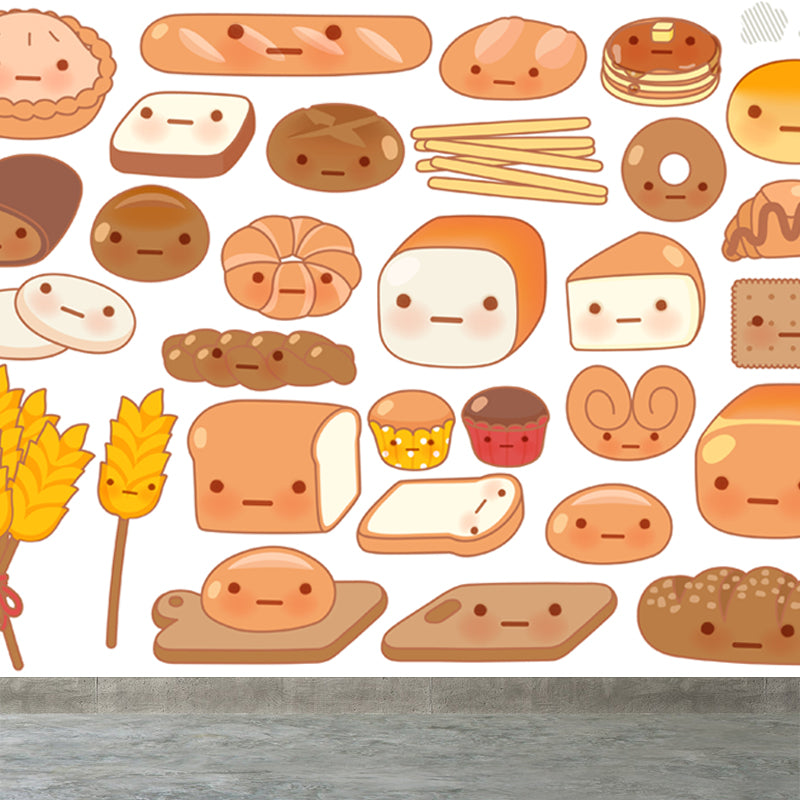 Stain-Proof Cartoon Foods Print Mural Non-Woven Children's Art Wall Decor for Kids Room