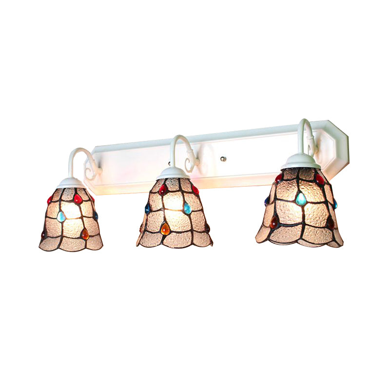 Clear Dimple Glass Flared Sconce Light Tiffany 3 Heads White Wall Mounted Light Fixture