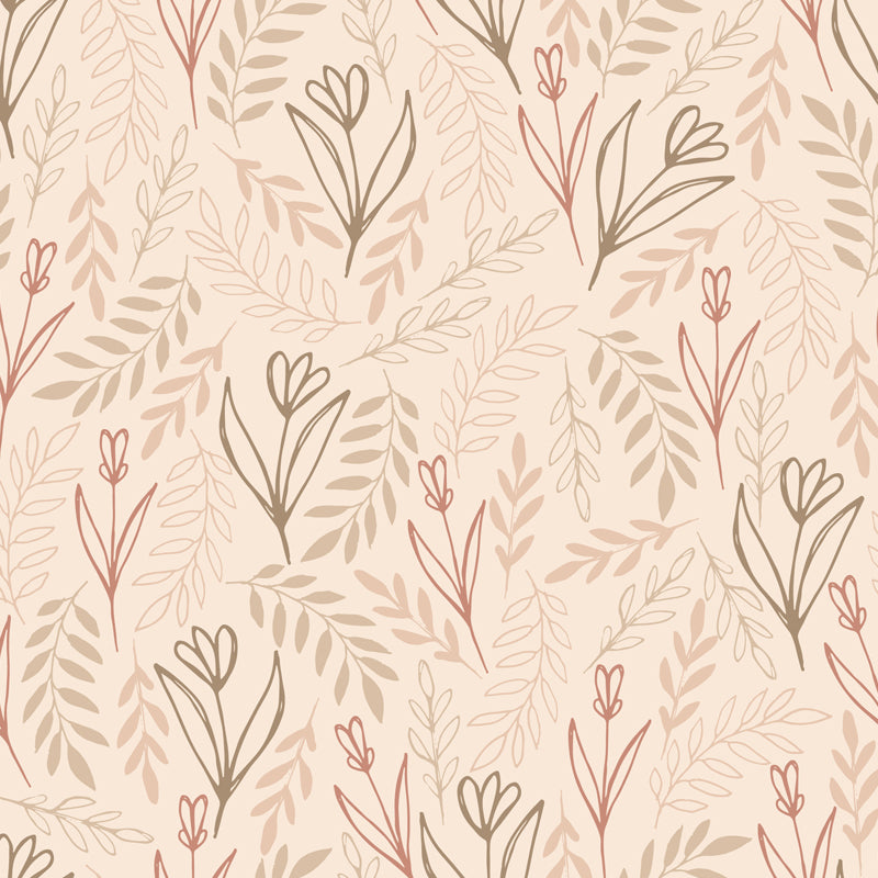 Botanical Print Mural Wallpaper Pastel Color Contemporary Wall Covering for Bedroom