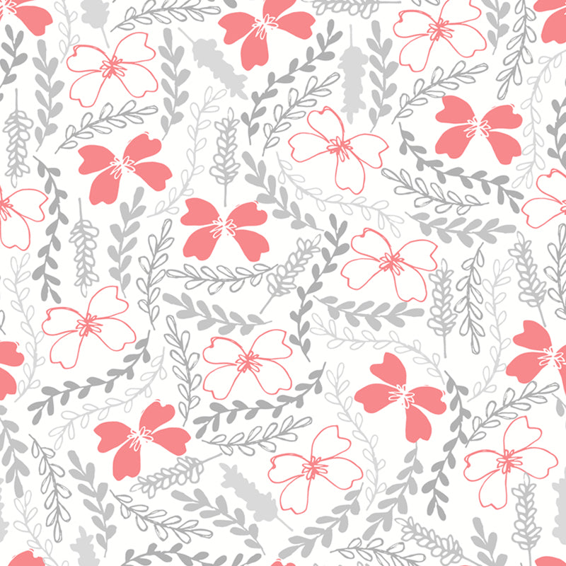 Modern Leaves Mural Decal Light Color Stain Resistant Wall Covering for Bathroom