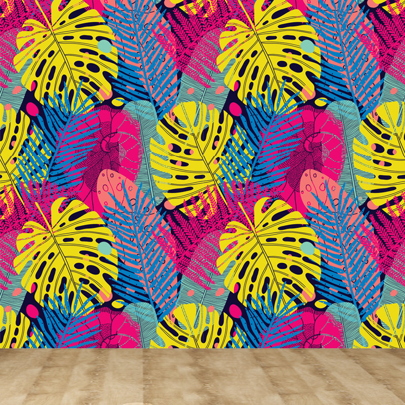 Contemporary Botanical Print Mural Decal Soft Color Dining Room Wall Covering, Custom