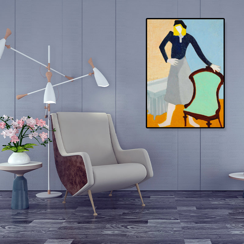 Modern Woman Canvas Print Pastel Color Textured Wall Art Decor for House Interior