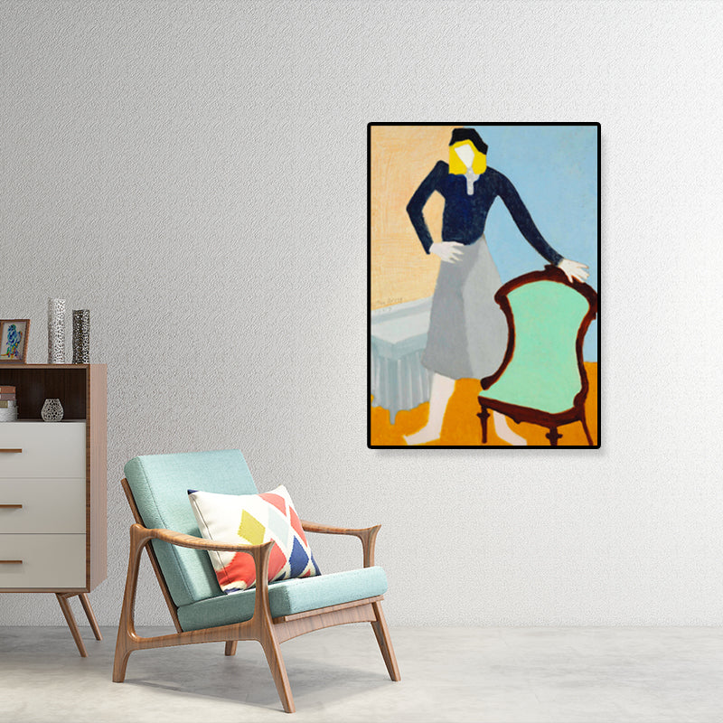 Moderne vrouw canvas print pastel kleur getextureerde muur kunst decor voor huis interieur