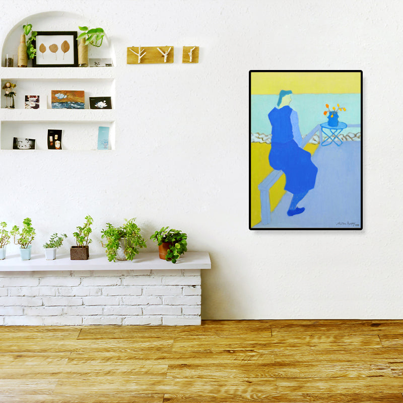 Modern Woman Canvas Print Pastel Color Textured Wall Art Decor for House Interior