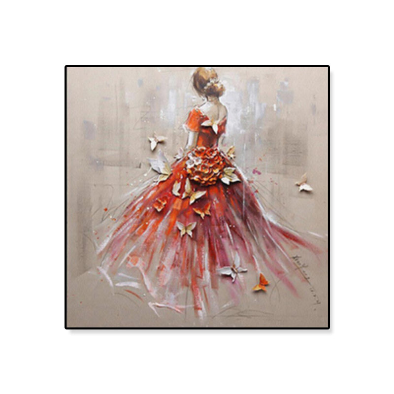 Glam Canvas Print Zachte kleur Dressing Girl Wall Art Decor, meerdere maten beschikbaar