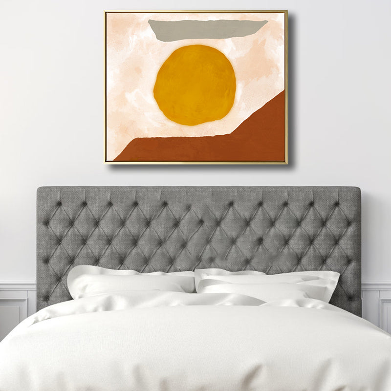 Traditional Abstract Painting Art Print Canvas Textured Yellow Wall Decor for Home