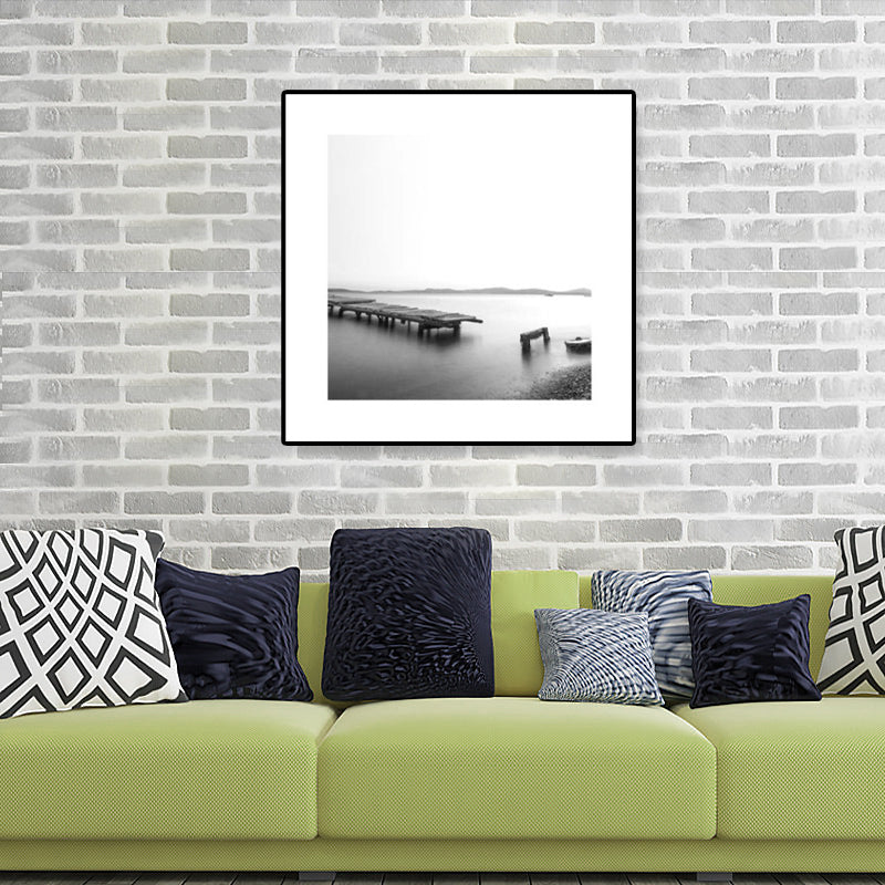 Dark Photograph Sea Scenery Art Print Textured Contemporary Living Room Wall Decor