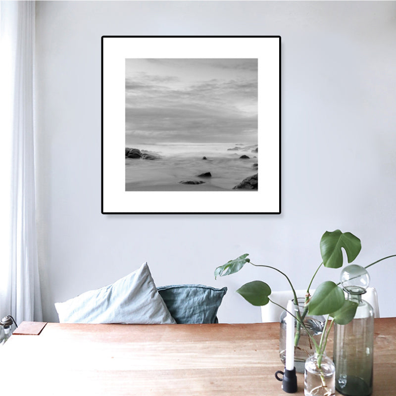 Dark Photograph Sea Scenery Art Print Textured Contemporary Living Room Wall Decor