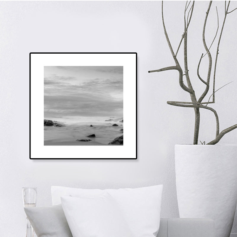 Dark Photograph Sea Scenery Art Print Textured Contemporary Living Room Wall Decor