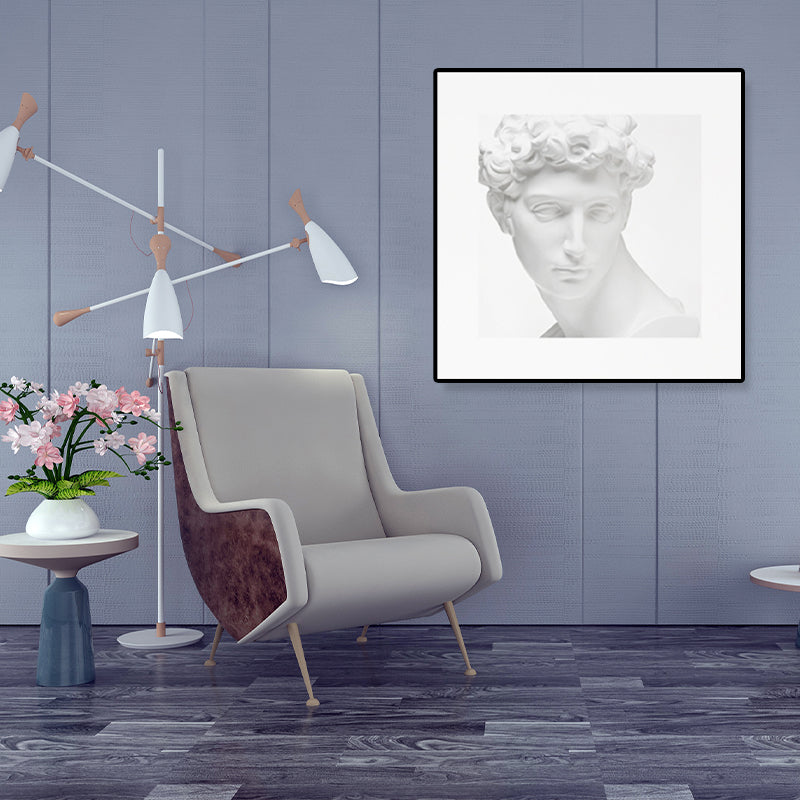 Minimalist Ancient Human Sculpture Canvas Light Color Textured Wall Art for Home