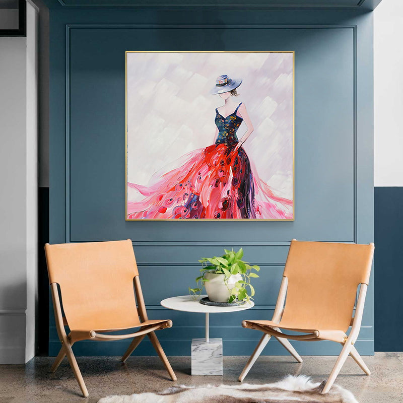 Light Color Glam Canvas Ballet Girl Art Print for Dining Room, Multiple Sizes Options