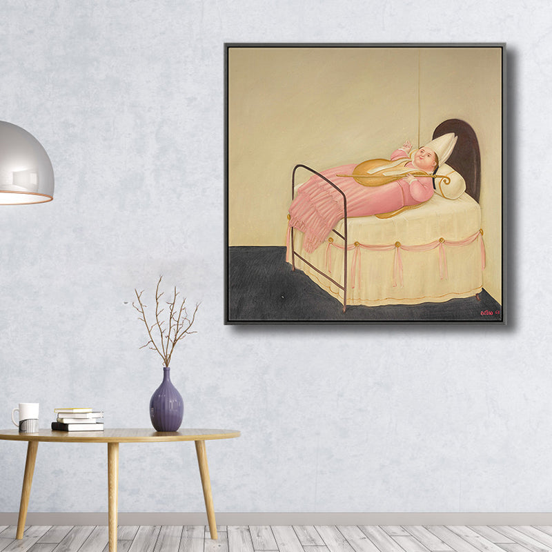 Funny Figure Wall Art House Interior Fernando Botero Drawing Canvas Print in Soft Color