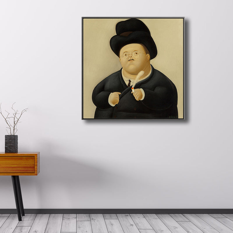 Funny Figure Wall Art House Interior Fernando Botero Drawing Canvas Print in Soft Color