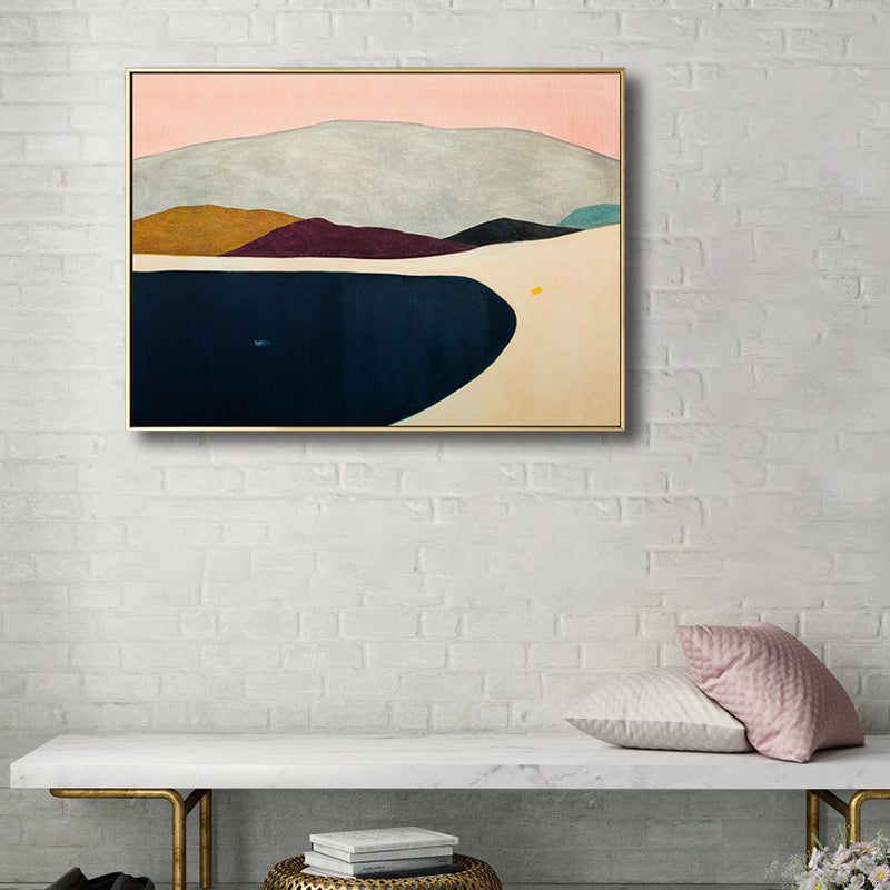 Flat Country Canvas Wall Art Nordic Textured Bedroom Painting in Pastel Color, Multiple Sizes