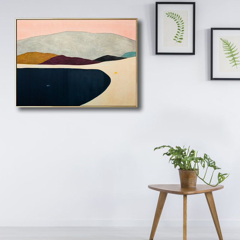 Flat Country Canvas Wall Art Nordic Textured Bedroom Painting in Pastel Color, Multiple Sizes