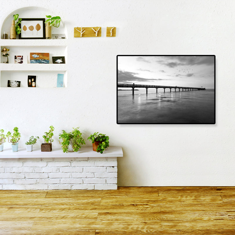 Photographie moderniste de paysage marin, toile imprimée texturée de couleur foncée, décoration murale pour la maison